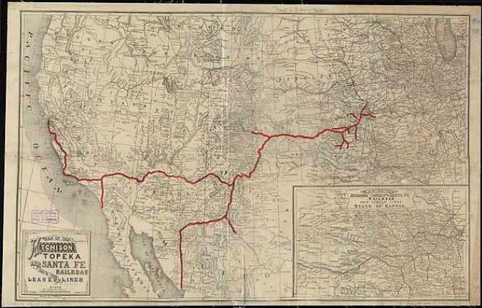 ATSF map circa 1888 including its connections ATSF map circa 1888 including its connections