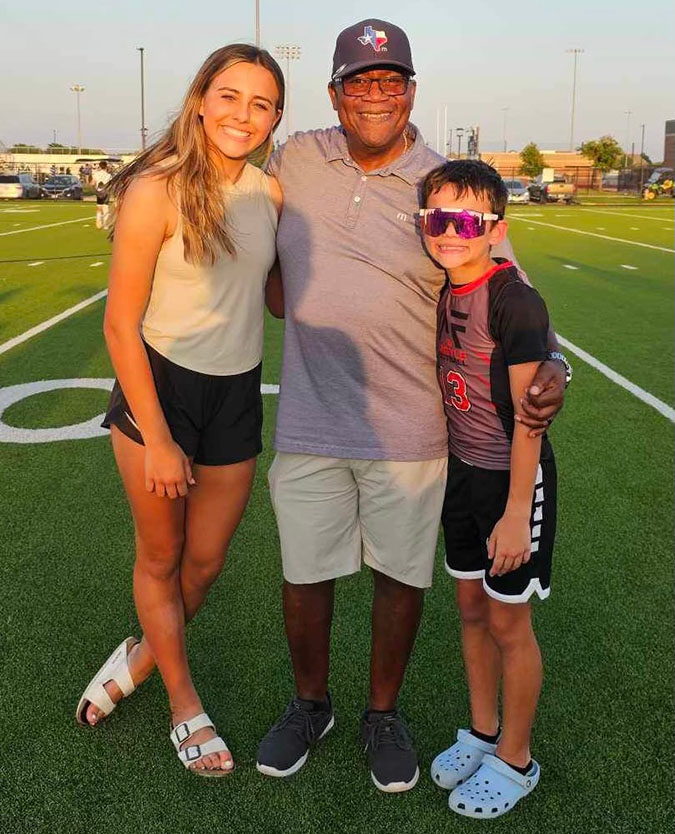 Anthony Johnson with his step-grandchildren Brooklin, left, and Camden