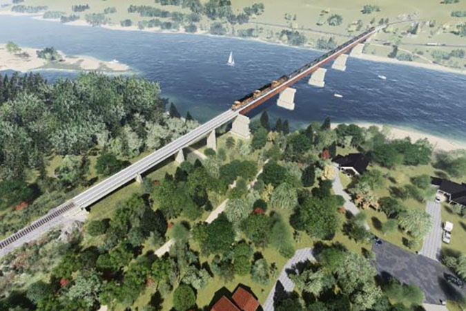 Artist rendition of the planned Bismarck-Mandan bridge Artist rendition of the planned Bismarck-Mandan bridge