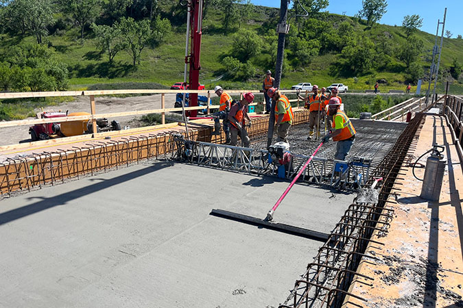 The concrete was poured in late June for the deck on spans 1 and 2 (on the top of bridge). The concrete was poured in late June for the deck on spans 1 and 2 (on the top of bridge).
