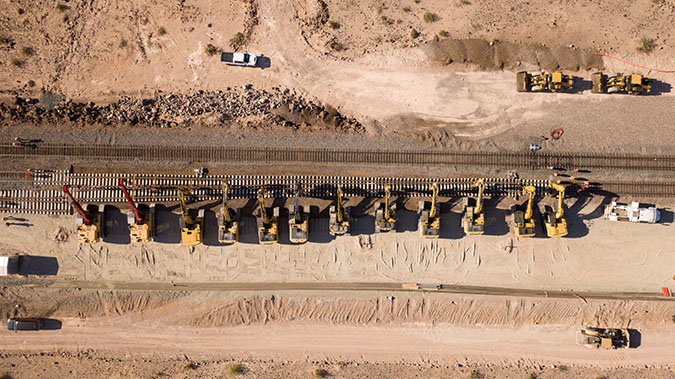 An aerial view of the work under way between Ash Hill and Siberia, California An aerial view of the work under way between Ash Hill and Siberia, California