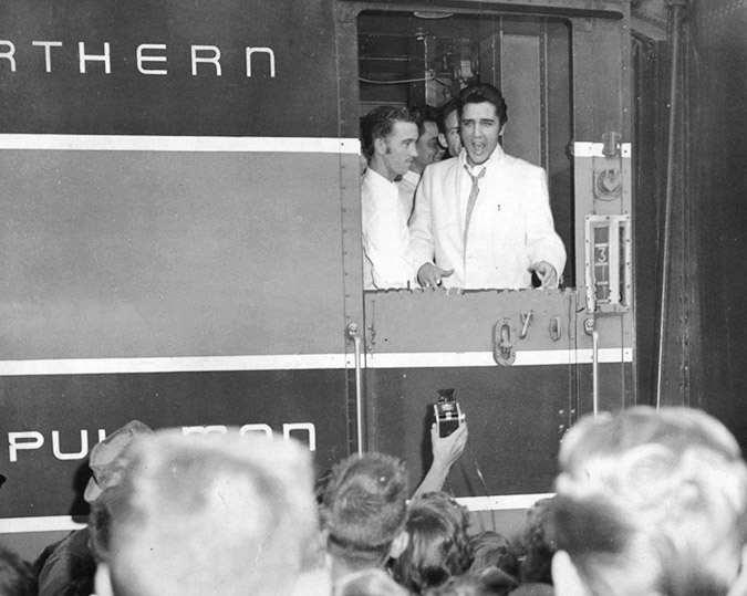 In 1957, at the end of August, Elvis and his entourage began their second of three tours that year, this one in the Pacific Northwest. Photo courtesy Daily Inter Lake In 1957, at the end of August, Elvis and his entourage began their second of three tours that year, this one in the Pacific Northwest. Photo courtesy Daily Inter Lake