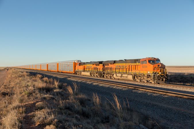 A BNSF train traversing the Clovis Subdivision. A BNSF train traversing the Clovis Subdivision.