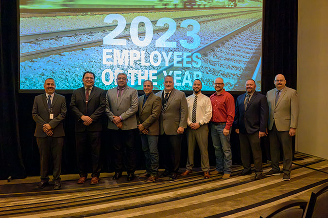 Left to right: Michael Serda, Samuel Rubio, John Garcez, Ramon Marrufo, Gary Sage, David Sandoval , Kale Phillips, Robert Reeves and Steven Phillips at the Employees of the Year 2023 award ceremony Left to right: Michael Serda, Samuel Rubio, John Garcez, Ramon Marrufo, Gary Sage, David Sandoval , Kale Phillips, Robert Reeves and Steven Phillips at the Employees of the Year 2023 award ceremony