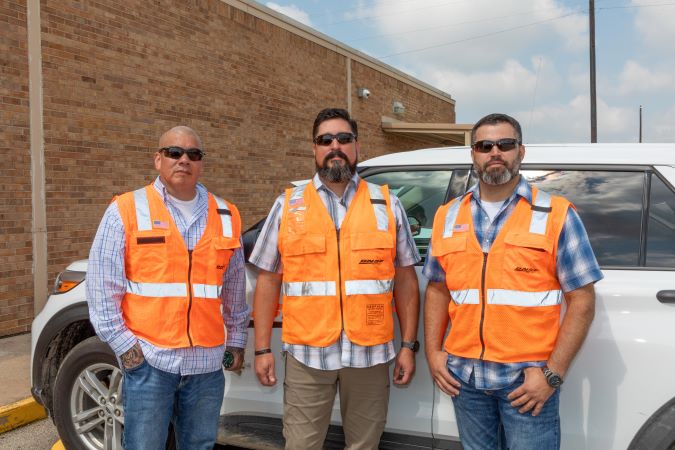 Carmona (left) and Galindo (right) with Terminal Superintendent Ty Christian (center). Carmona (left) and Galindo (right) with Terminal Superintendent Ty Christian (center).