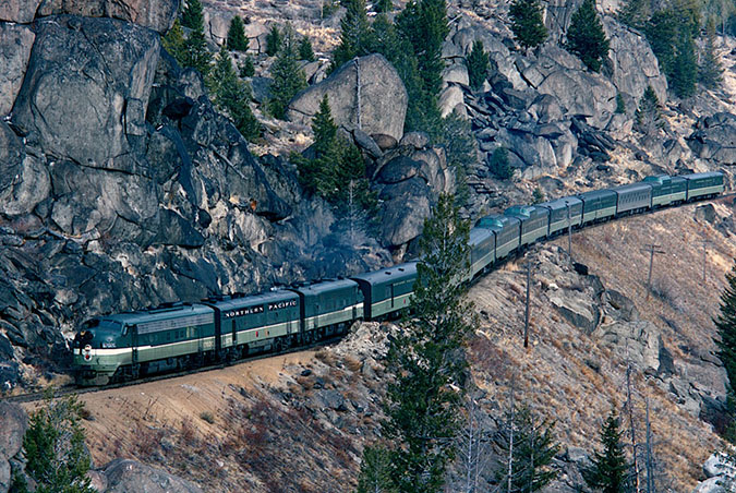 The North Coast Limited traverses Homestake Pass east of Butte, Montana. Photo courtesy of retired ATSF and BNSF employee Steve Patterson. The North Coast Limited traverses Homestake Pass east of Butte, Montana. Photo courtesy of retired ATSF and BNSF employee Steve Patterson.