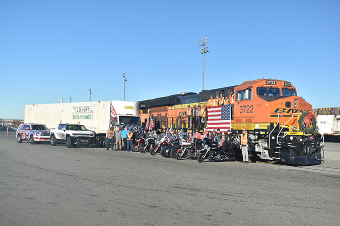 J.B. Hunt trailer loaded with wreaths next headed to Riverside National Cemetery
