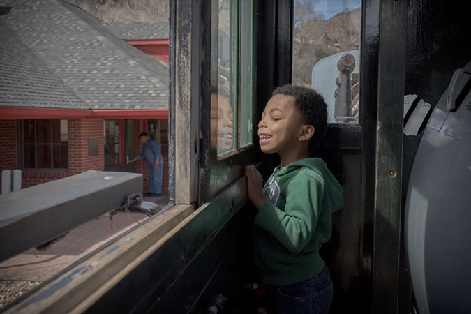 Daecian on a train at the age of 5 at the Colorado Railroad Museum Daecian on a train at the age of 5 at the Colorado Railroad Museum
