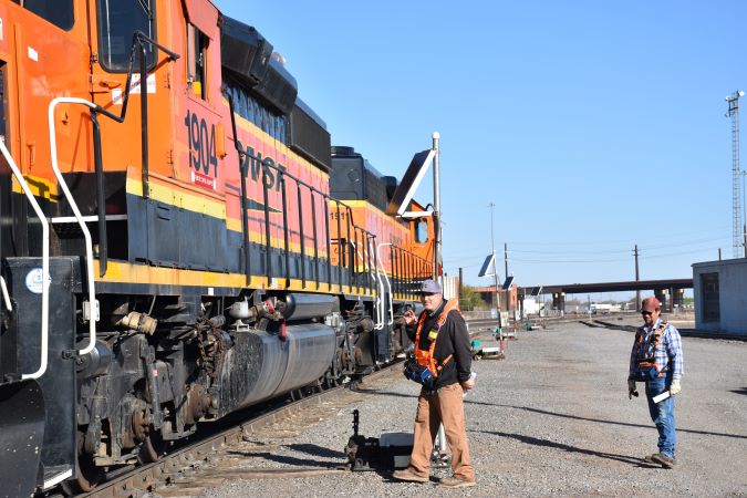 Hays Davies, left, and Bryan Medart are switchmen in Lubbock. Hays Davies, left, and Bryan Medart are switchmen in Lubbock.