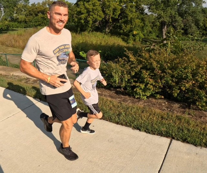 Hufferd and his son ran a 10K together. Hufferd and his son ran a 10K together.