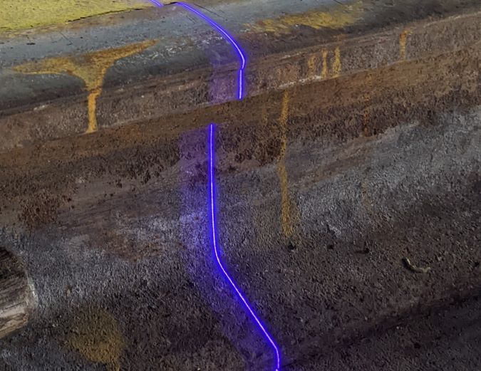 The laser from ODIN captures the profile of the rail. The laser from ODIN captures the profile of the rail.