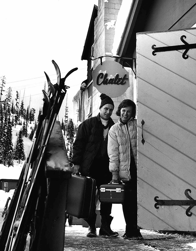 Skiers check in to Big Mountain Chalet circa 1965.