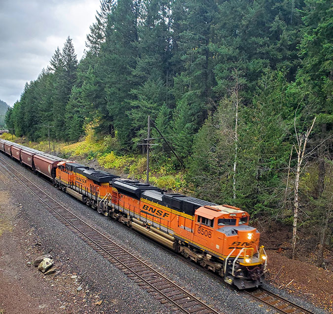 BNSF train passing by Kootenai Falls, Montana BNSF train passing by Kootenai Falls, Montana