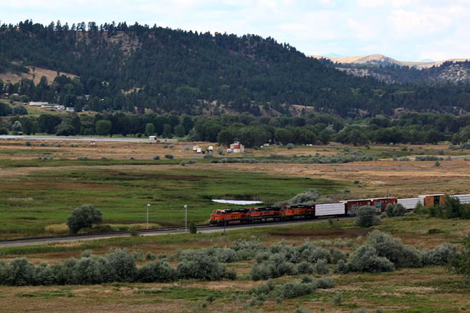 BNSF train passing through Columbus, Montana BNSF train passing through Columbus, Montana