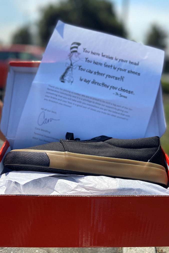 Heart2Heart delivered 250 pairs of shoes purchased through the San Bernardino Shoe Drive fundraiser. Heart2Heart delivered 250 pairs of shoes purchased through the San Bernardino Shoe Drive fundraiser.