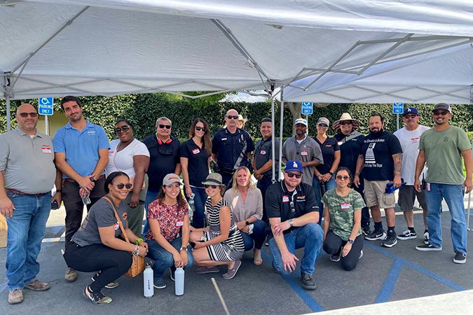 Team BNSF on the day of the drive. Omura and the San Bernardino team are gearing up to increase their impact with a new goal of 500+ pairs of shoes for next year. Team BNSF on the day of the drive. Omura and the San Bernardino team are gearing up to increase their impact with a new goal of 500+ pairs of shoes for next year.