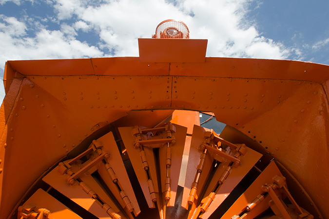 A closeup of the blades in rotary plows. A closeup of the blades in rotary plows.