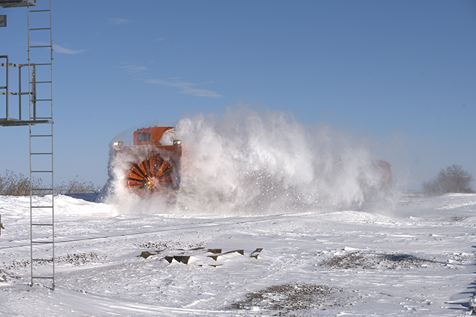 Near Tamora, Nebraska, the plow doing what it’s designed to do – blow snow! Near Tamora, Nebraska, the plow doing what it’s designed to do – blow snow!