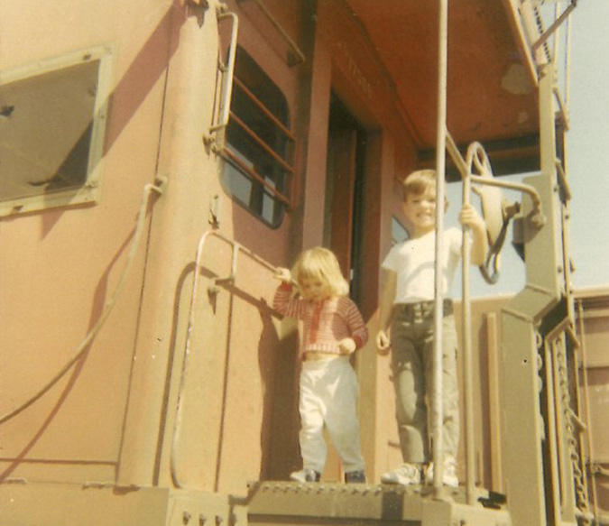 Brett and his sister, Tina, on a Rock Island caboose. Brett and his sister, Tina, on a Rock Island caboose.